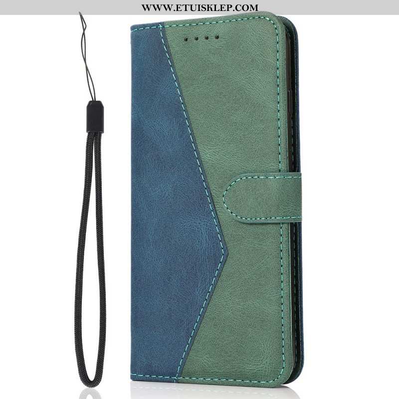 Etui Folio do Samsung Galaxy A13 5G / A04s Dwukolorowa Trójkątna Sztuczna Skóra